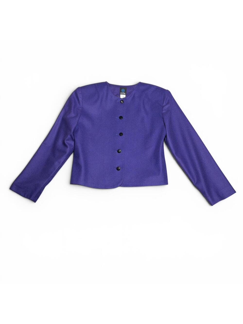 Vintage 80s Panther Purple 100% Wool Cropped Jacket Size 10